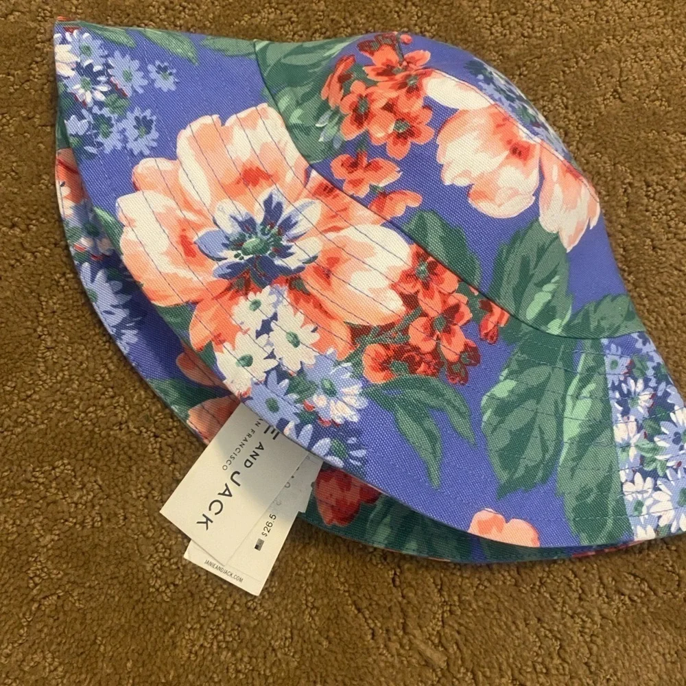 Janie & Jack Girls Sun Hat Floral Chin Strap New 6-12 months 🌷